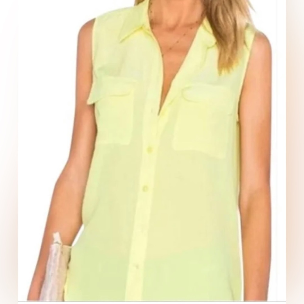 Equipment Femme 100% silk bright yellow sleeveless top- medium- new without tags